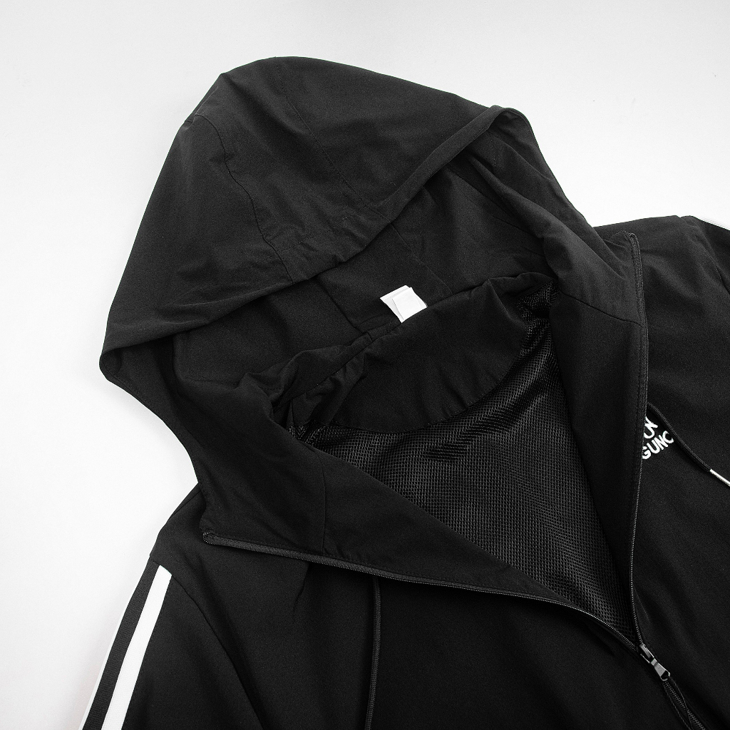 Bộ gió thể thao nam GUNO 23DBNA06 sọc bản to cao cấp, set đồ thu đông có mũ dây rút lót lưới dày dặn thethao.vnxk