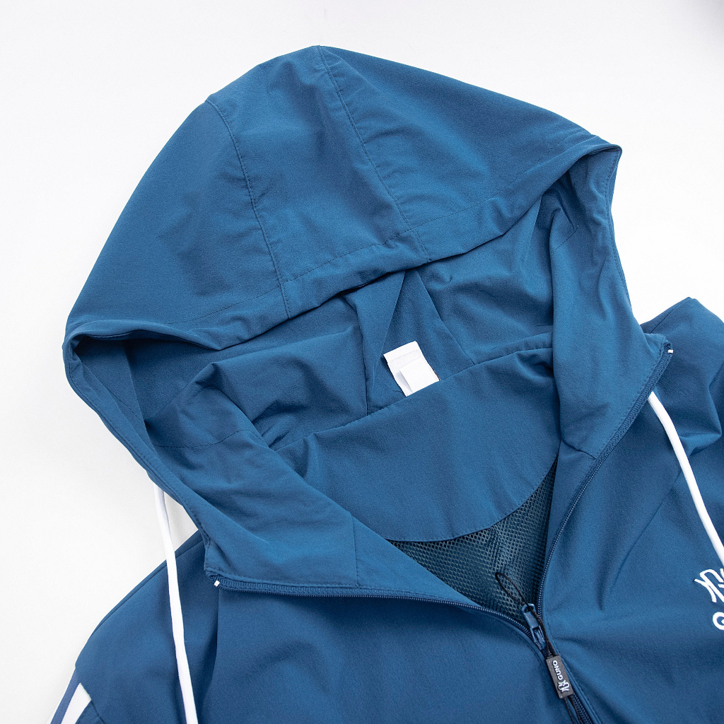 Bộ gió thể thao nam GUNO 23DBNA06 sọc bản to cao cấp, set đồ thu đông có mũ dây rút lót lưới dày dặn thethao.vnxk