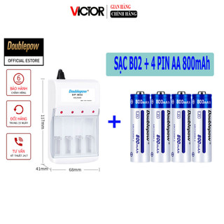 Combo sạc dp-b02 kèm 04 viên pin tiểu doublepow aa 800mah