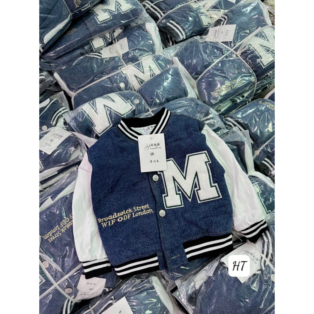 Áo bomber jean phối kaki cho bé