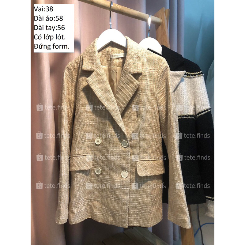 Tweed blazer- Blazer dạ tweed- Size báo hình I tete.finds