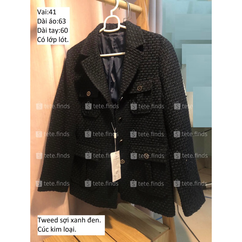 Tweed blazer- Blazer dạ tweed- Size báo hình I tete.finds