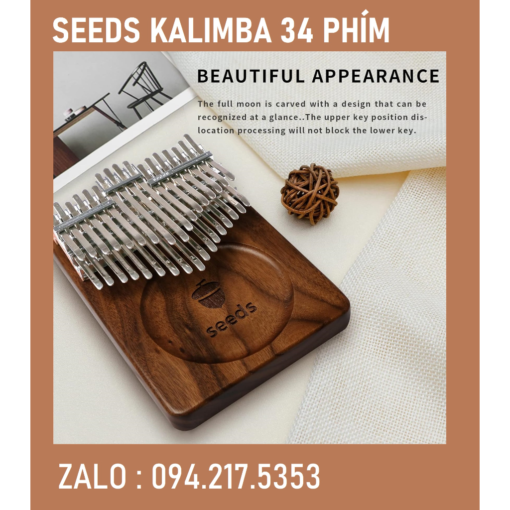 (HÀNG VIP) ĐÀN KALIMBA SEEDS CAO CẤP CÓ THĂNG GIÁNG LOẠI 34 PHÍM, 24 PHÍM,17 PHÍM GỖ WALNUT CHÍNH HÃNG