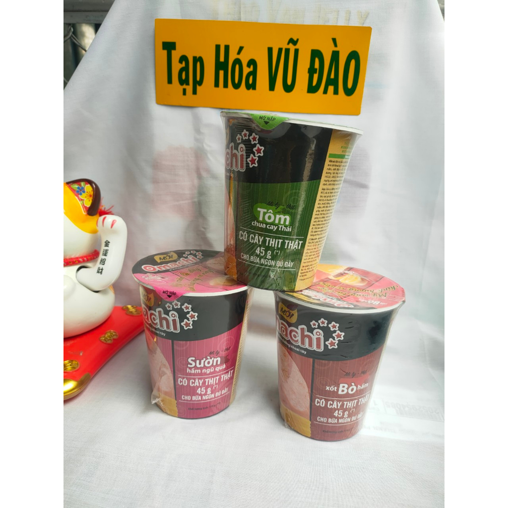 Mì ly Omachi Có cây thịt thật 45g - đủ mùi