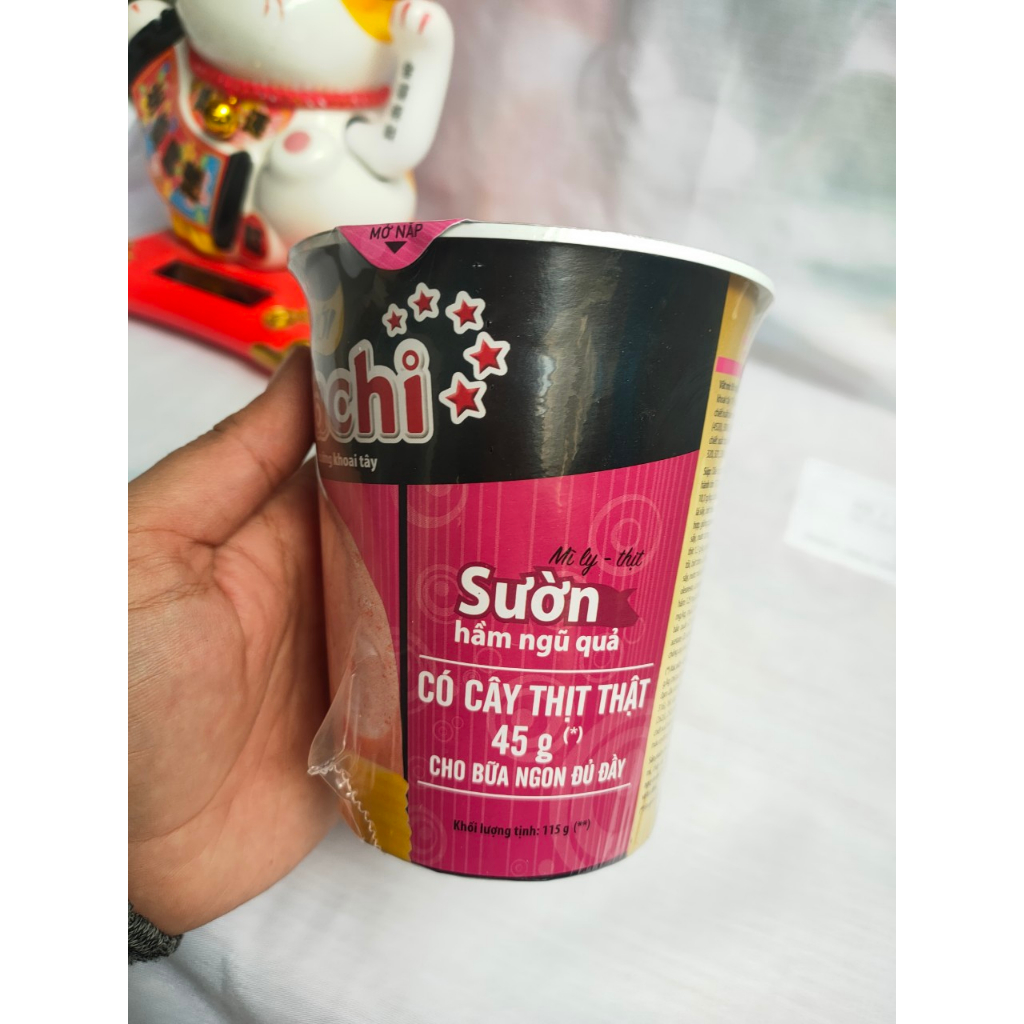 Mì ly Omachi Có cây thịt thật 45g - đủ mùi
