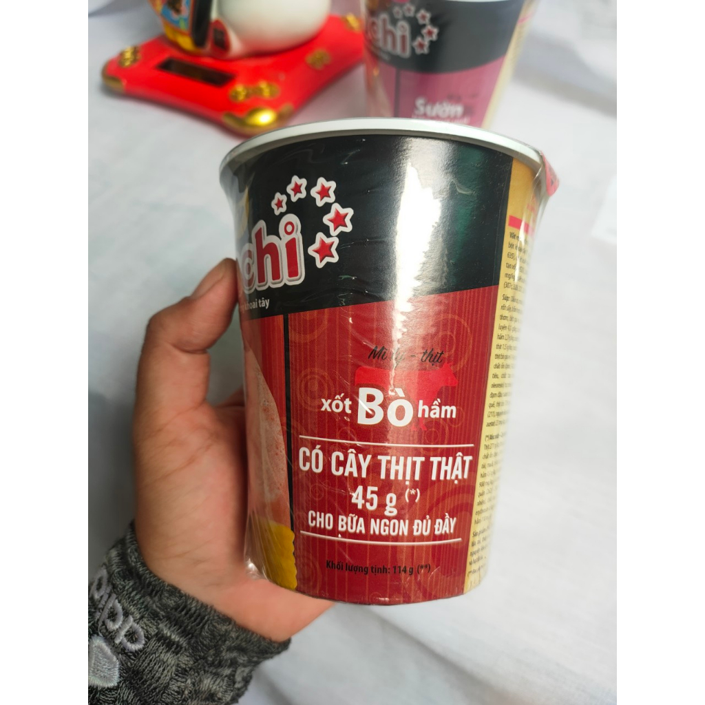 Mì ly Omachi Có cây thịt thật 45g - đủ mùi