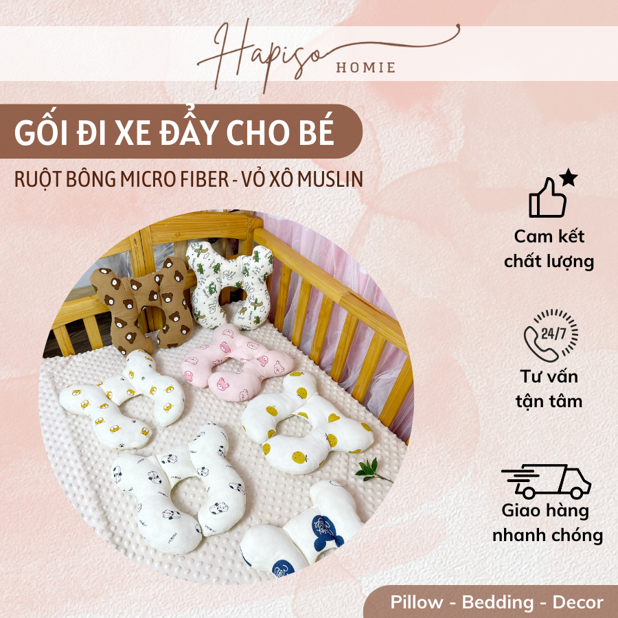 Gối đi xe đẩy Muslin Hapiso