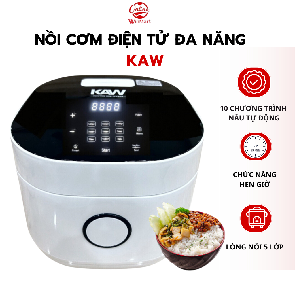 Nồi Cơm Điện Mini Bosingwa - KAW 1.2L ,Nồi Cơm Cảm Ứng 11 Chức Năng,Chống Dính, Công Suất 500W An Toàn - BH 12 THÁNG