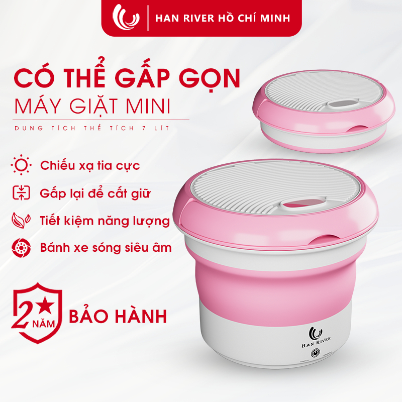 HAN RIVER Máy giặt mini gấp gọn,Khử trùng dung tích 7L - Hàng chính hãng