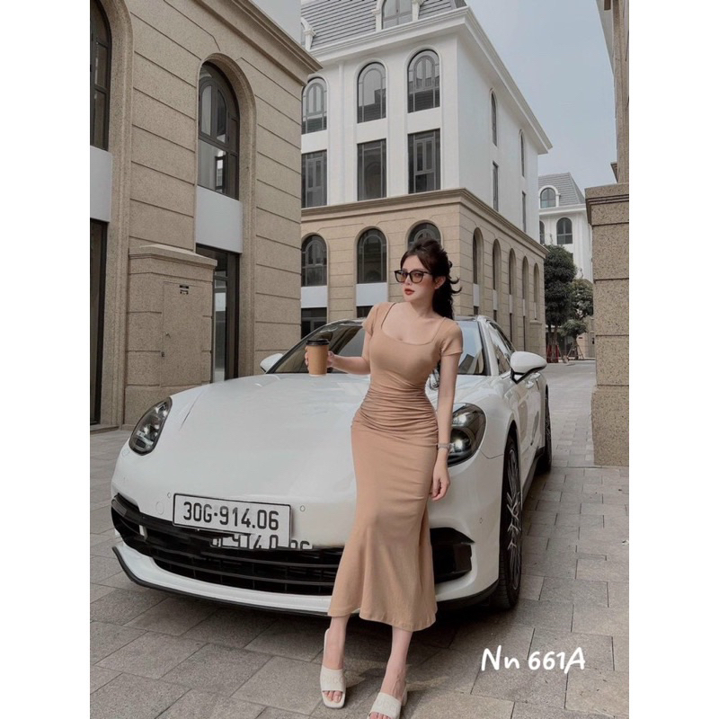 Váy body co vuong co giãn 4 chiều