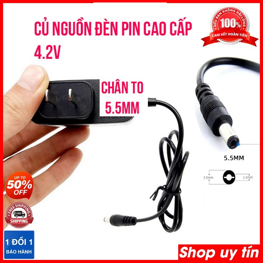 Sạc đèn pin 1S  4.2v 500 mAh, có đèn báo đầy, chuyên sạc pin Li-ion 3.7v hàng mới 98 99% không box