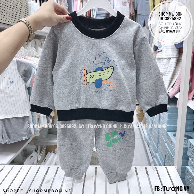 Áo dai tay Mompa nỉ lông cho bé trai bé gái