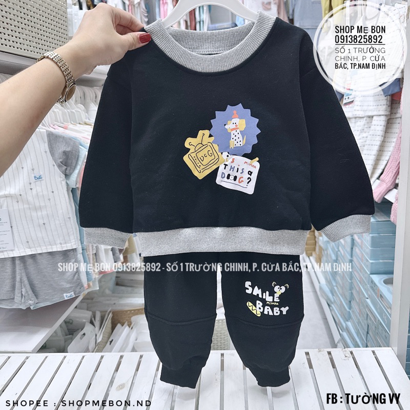 Áo dai tay Mompa nỉ lông cho bé trai bé gái