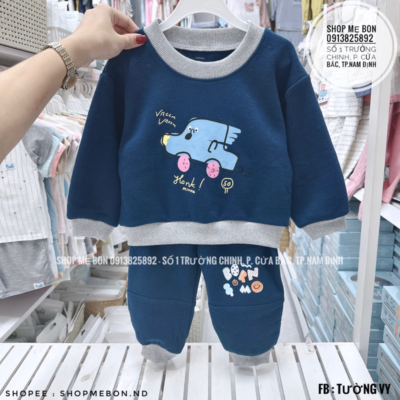 Áo dai tay Mompa nỉ lông cho bé trai bé gái