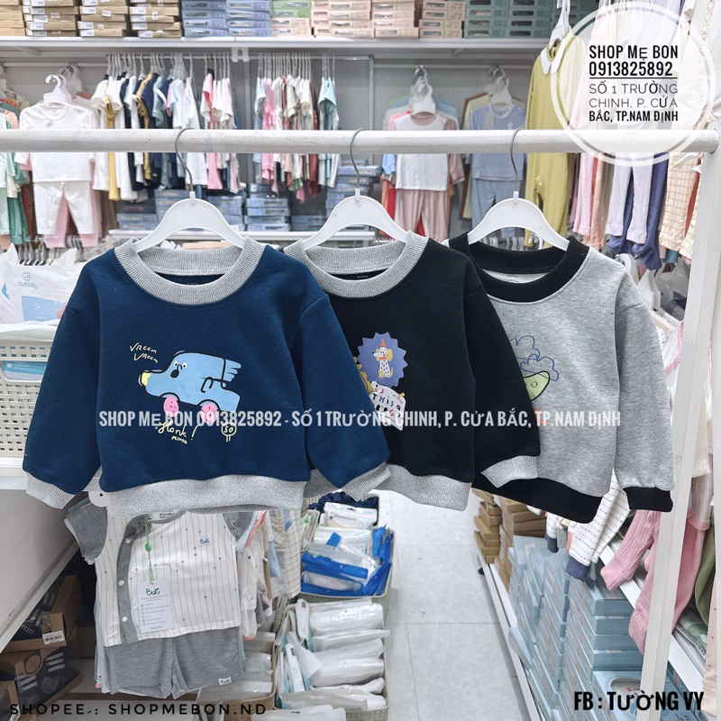 Áo dai tay Mompa nỉ lông cho bé trai bé gái