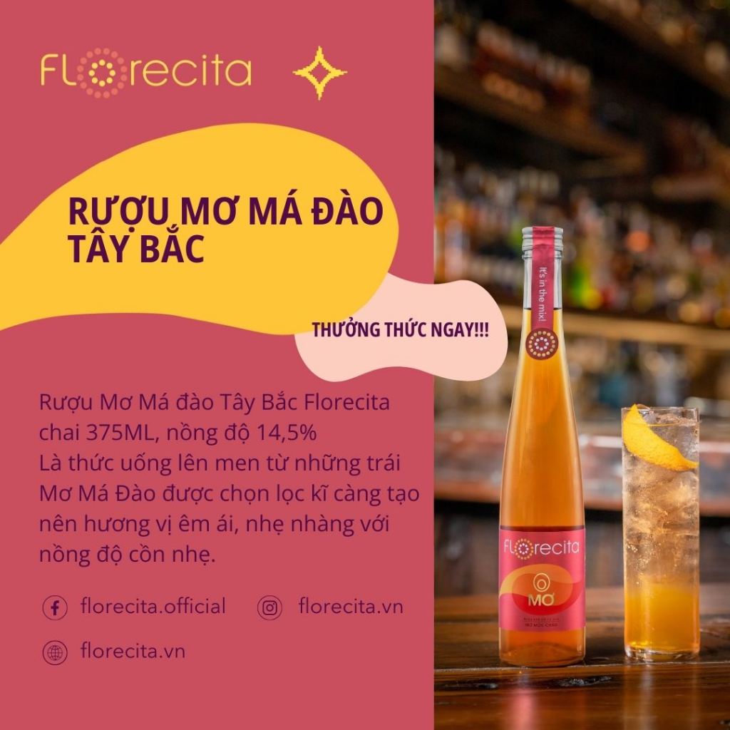 Combo 12 Chai Rượu Mơ Florecita Nồng Độ 14,5% Lên Men Từ Trái Cây Giúp Thanh Lọc Cơ Thể, Tốt Cho Tiêu Hóa - 375ML