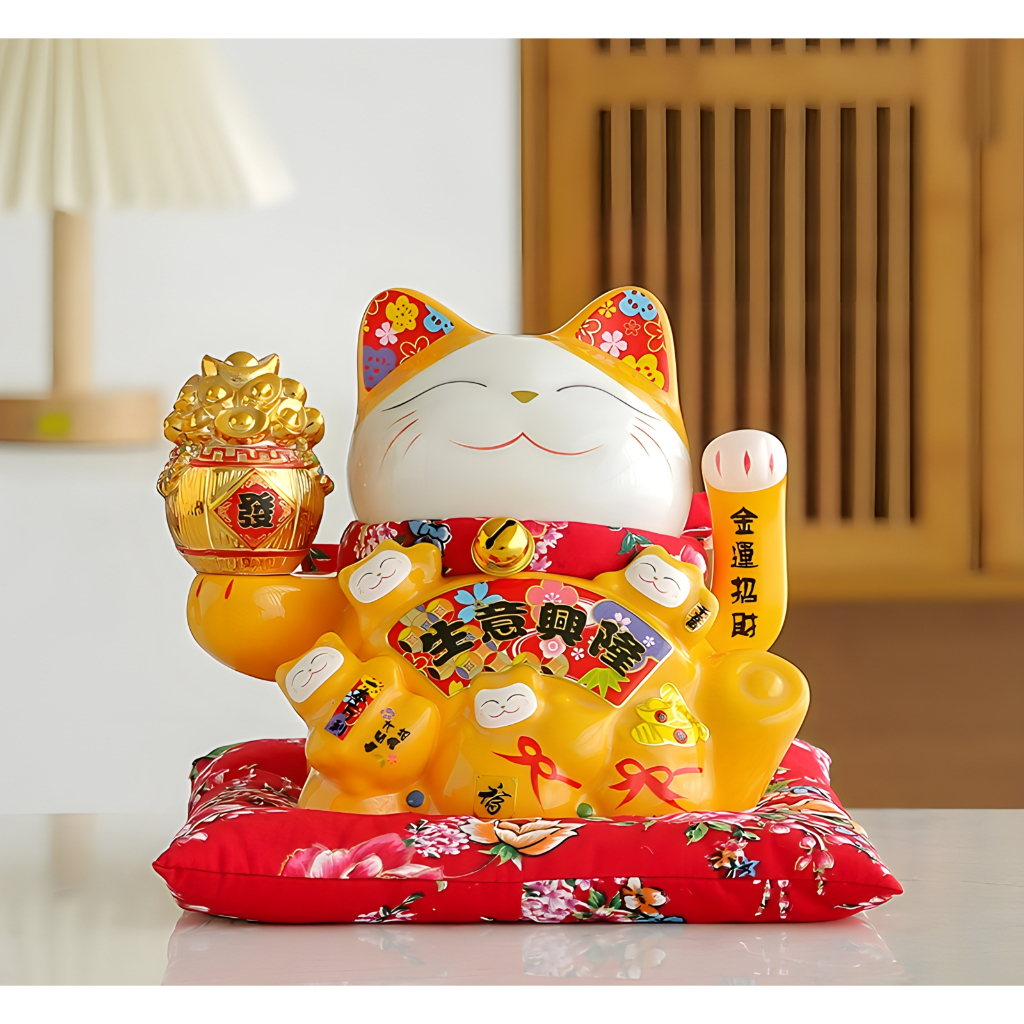Mèo Thần Tài Vẫy Tay May Mắn - Mèo Thần Tài Cute Cao 18cm