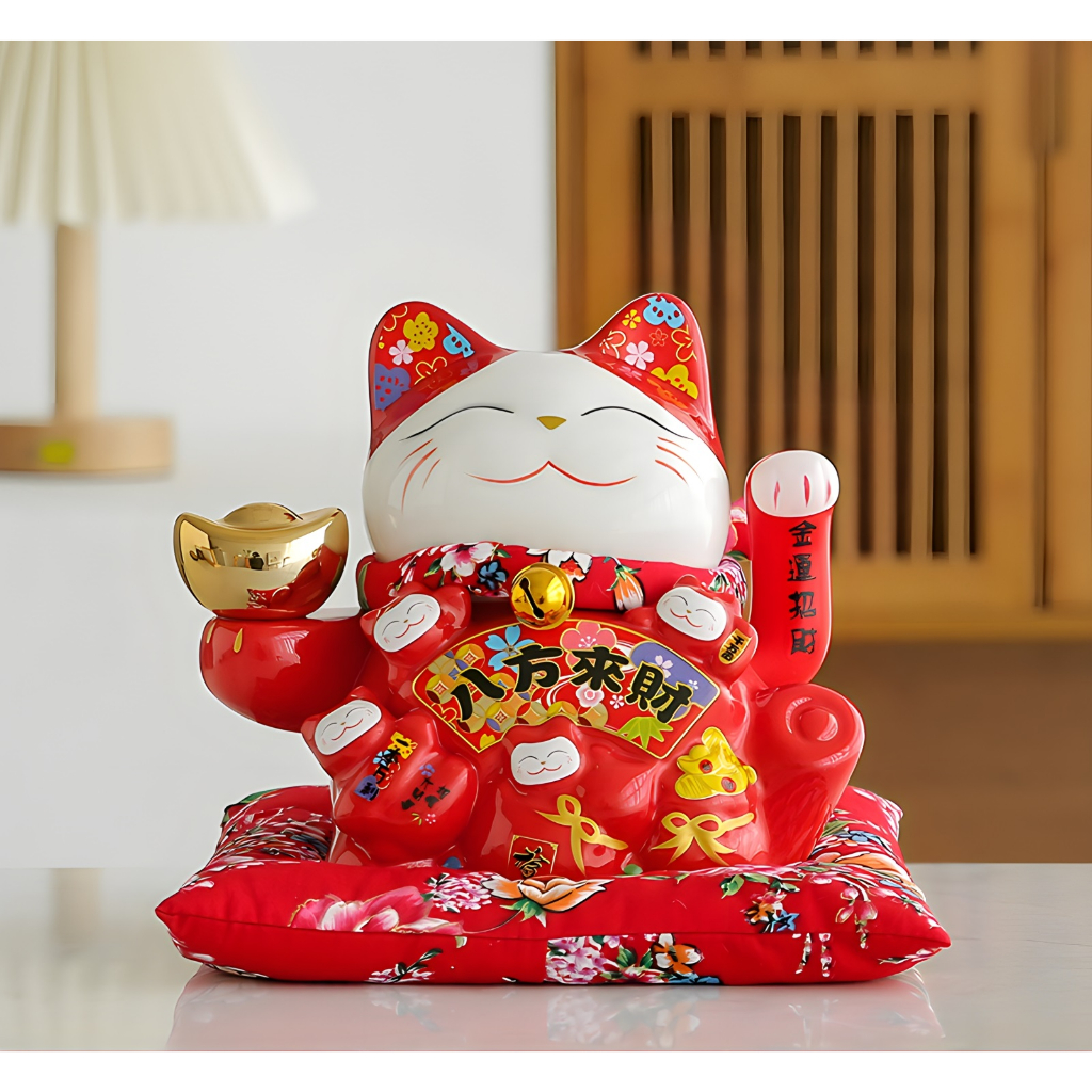 Mèo Thần Tài Vẫy Tay May Mắn - Mèo Thần Tài Cute Cao 18cm