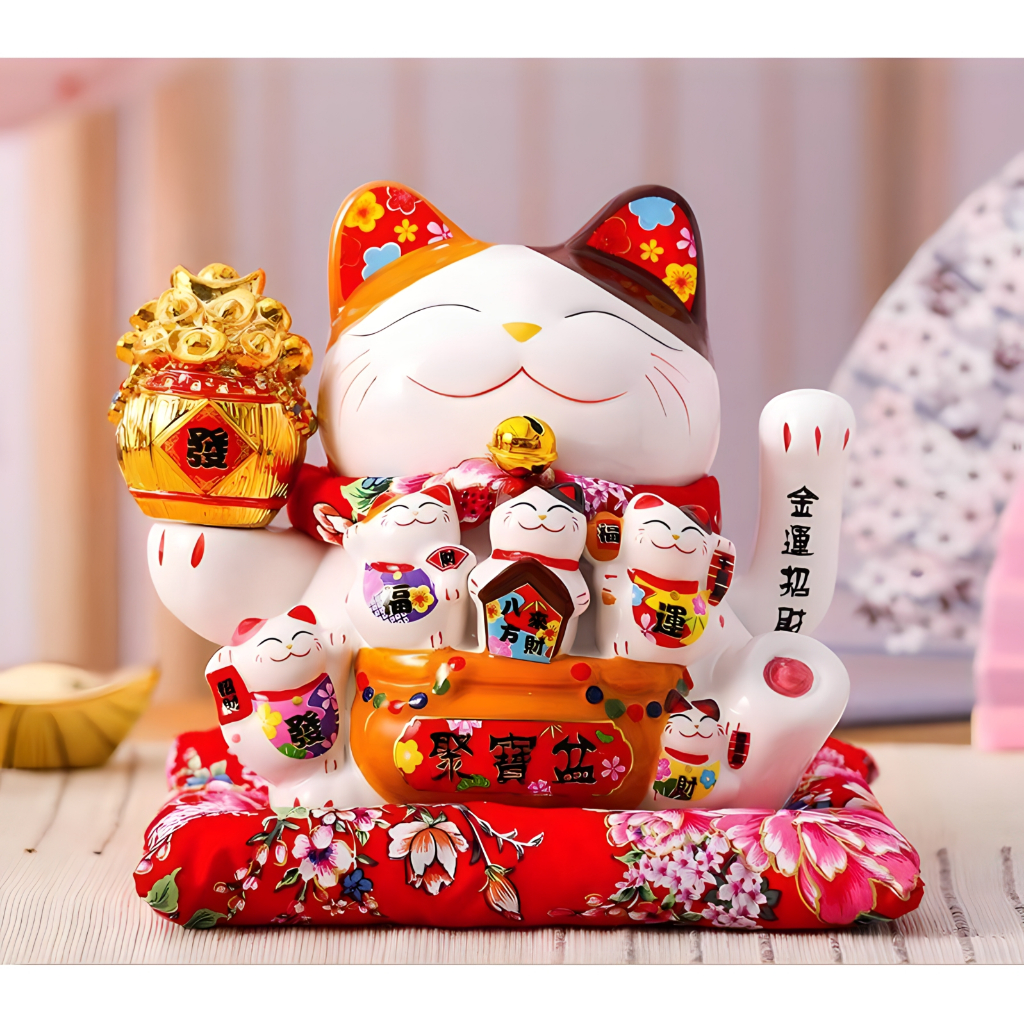 Mèo Thần Tài Vẫy Tay May Mắn - Mèo Thần Tài Cute Cao 18cm