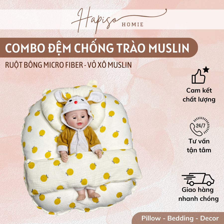 Combo Gối Chống Trào Ngược Muslin