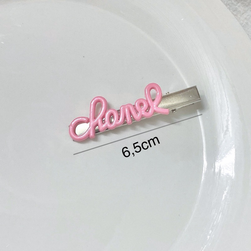 Kẹp tóc kim loại đính chữ phong cách y2k dễ thương