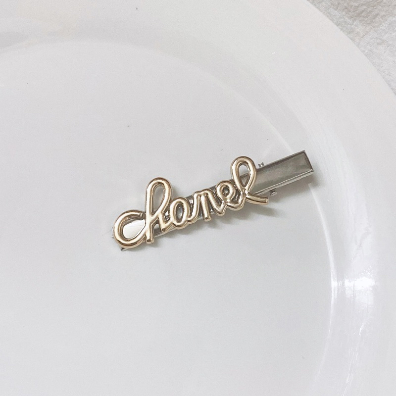 Kẹp tóc kim loại đính chữ phong cách y2k dễ thương