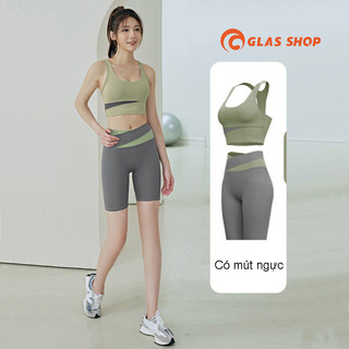 Bộ Đồ Lửng Tập Gym Yoga Earobic Có Mút Ngực Thấm Hút Mồ Hôi Co Giãn 4 Chiều  - GL8