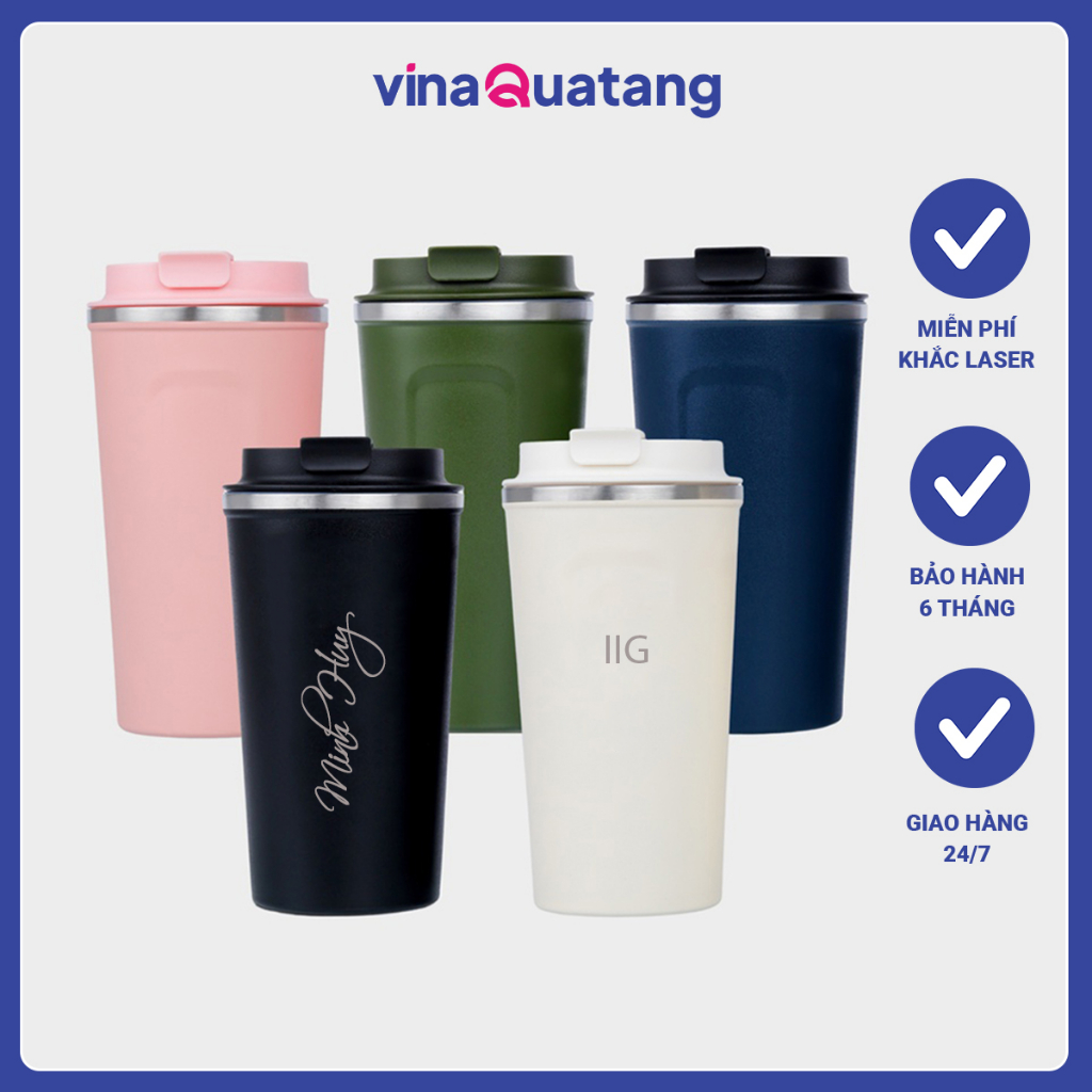 Ly giữ nhiệt khắc tên, bình giữ nhiệt quà tặng, inox304, bình nước dung tích 510ml - Vini Quà Tặng