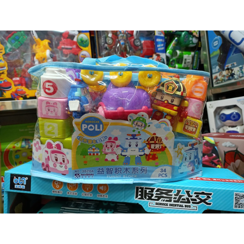 3620 - Bộ Đồ Chơi Xếp Hình 34 Chi Tiết Robocar Poli Chọn Màu Ngẫu Nhiên