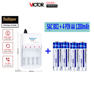 Combo sạc dp-b02 kèm 04 viên pin tiểu doublepow aa 1200mah