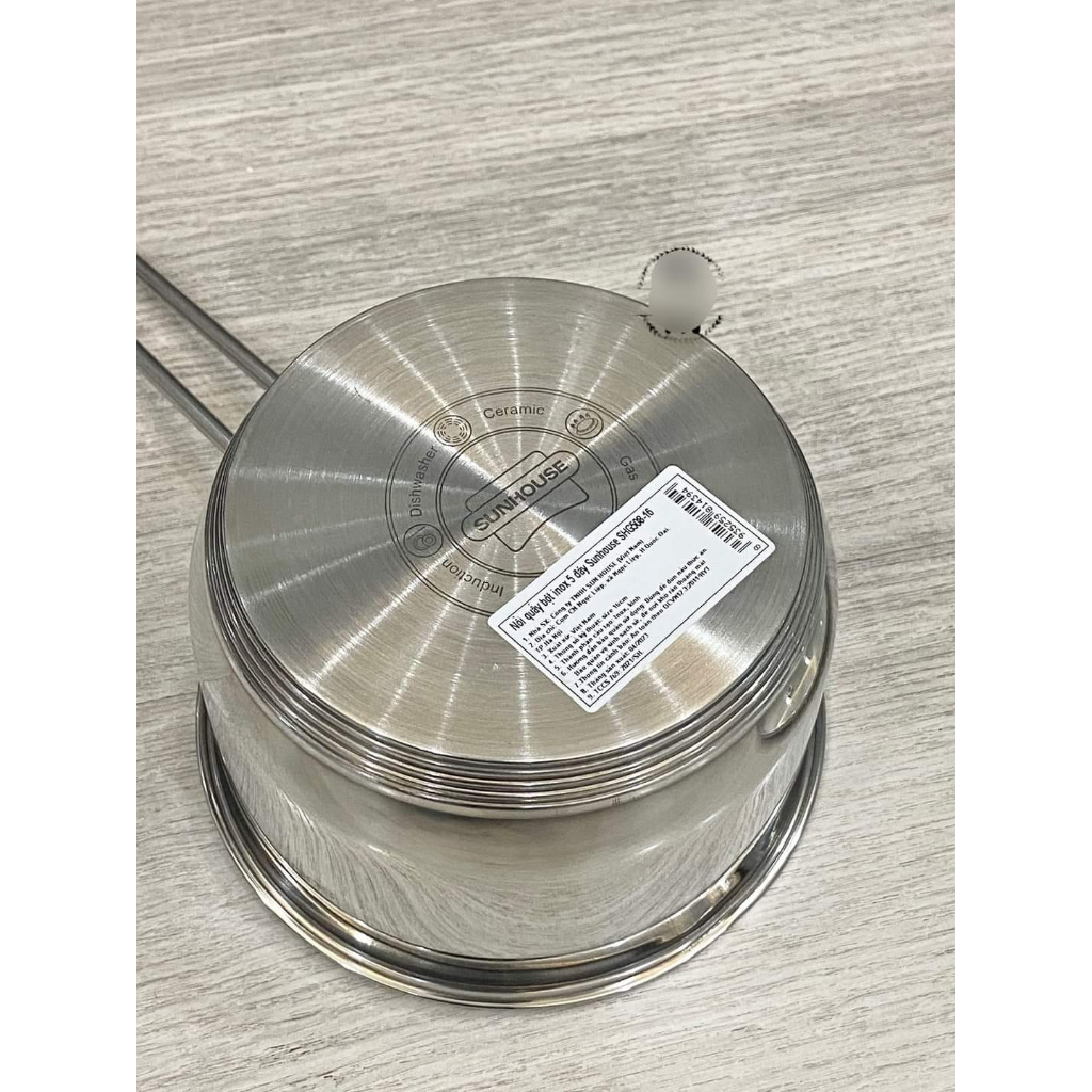 NỒI QUẤY BỘT INOX 5 ĐÁY SUNHOUSE SHG 508 16cm Đáy từ. Dùng được mọi loại bếp