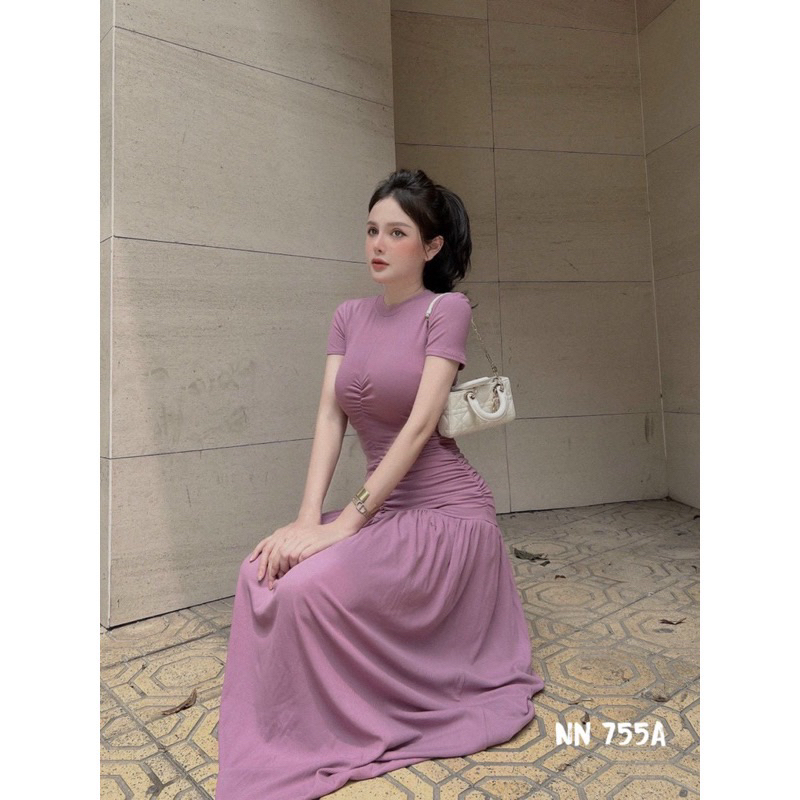 Váy body chất thun gân dẻo nhún eo hack dáng 2023