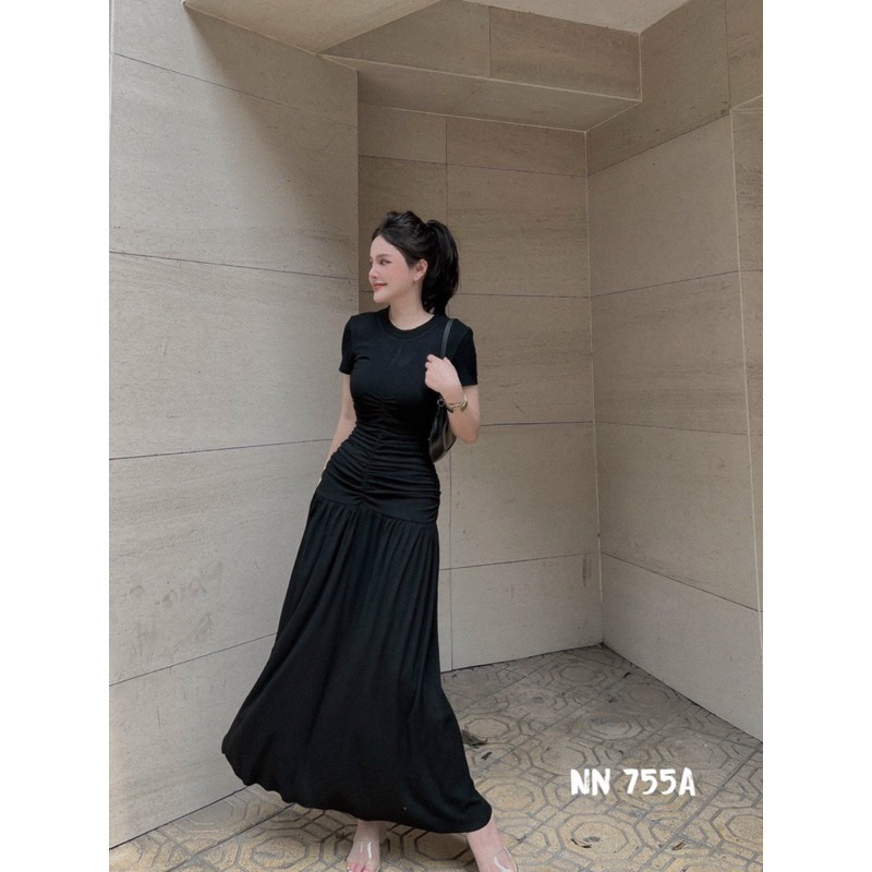 Váy body chất thun gân dẻo nhún eo hack dáng 2023