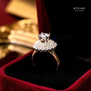 Nhẫn bạc nữ kylan silver kl0011 hoa cúc full đá tấm kim cương nhân tạo 1.5ly