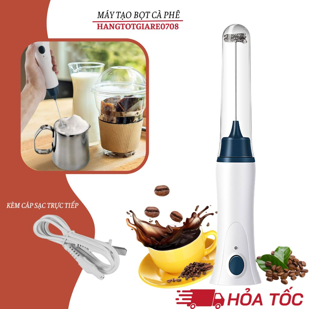 Máy Tạo Bọt Cafe Sạc Điện - Máy Cầm Tay Tạo Bọt Sữa, Đánh Trứng, Pha Trà Sữa Đánh Kem Cheese Nhỏ Gọn Tiện Lợi