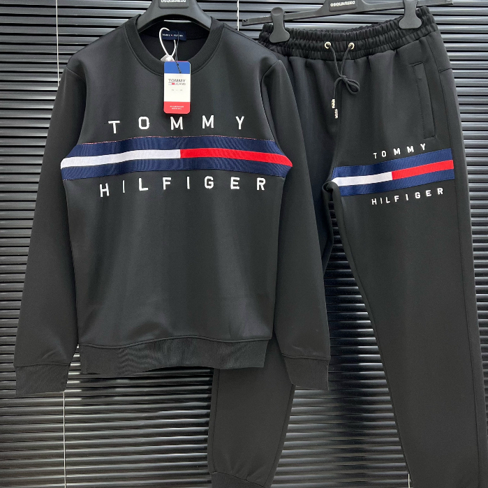 Bộ quần áo Sweater TOMMY hoạ tiết thêu logo chữ siêu đẹp - Bộ thu đông TOMMY hình in siêu nét