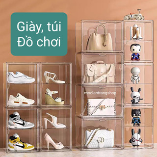 Hộp bảo quản túi xách, giày dép, hộp trong suốt trưng bày mô hình đồ chơi, hộp mica đựng búp bê doll thú nhồi gấu bông
