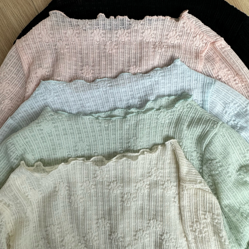 Áo len ren tay dài xuyên thấu Remmus cho nữ