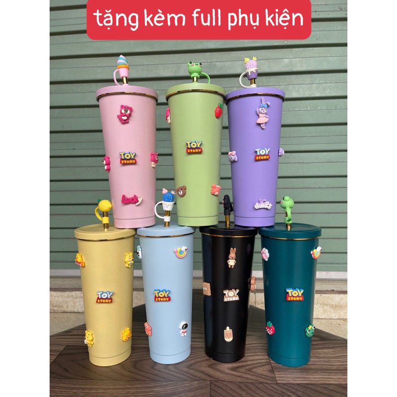 ly giữ nhiệt trơn 750ml kèm stiker full phụ kiện