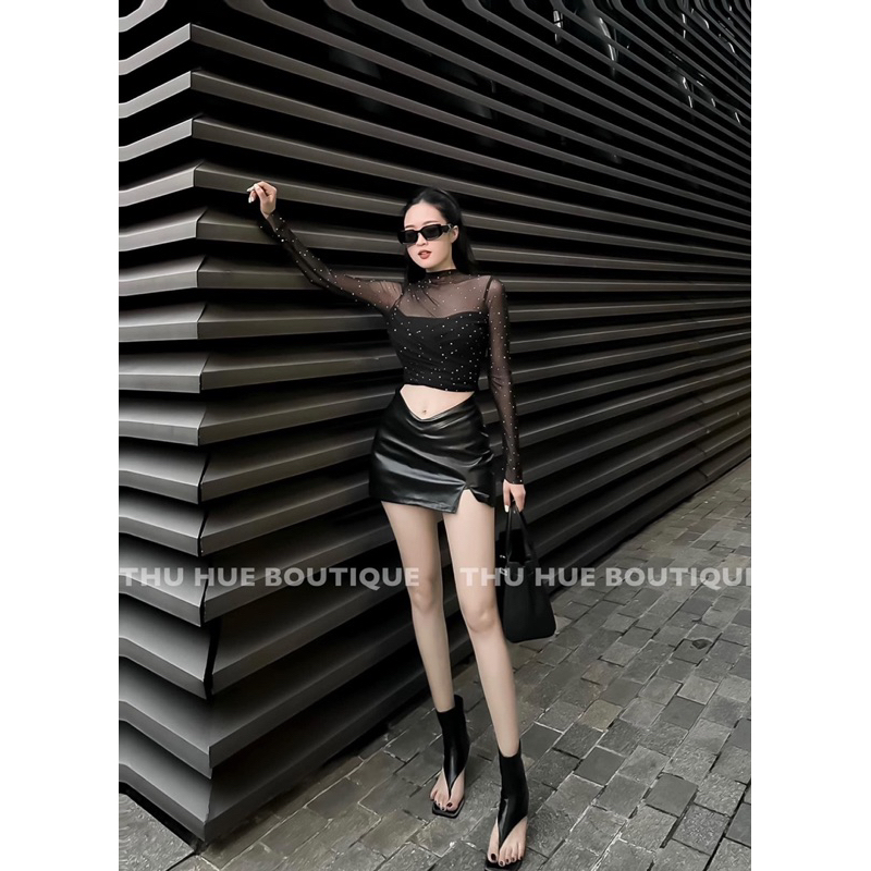 ÁO LƯỚI ĐÍNH ĐÁ TAY DÀI SIÊU SANG CHẢNH