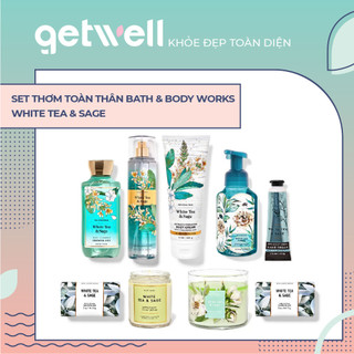 Sản Phẩm Tắm Dưỡng Xịt Thơm Toàn Thân Nến thơm phòng Bath & Body Works - White Tea & Sage