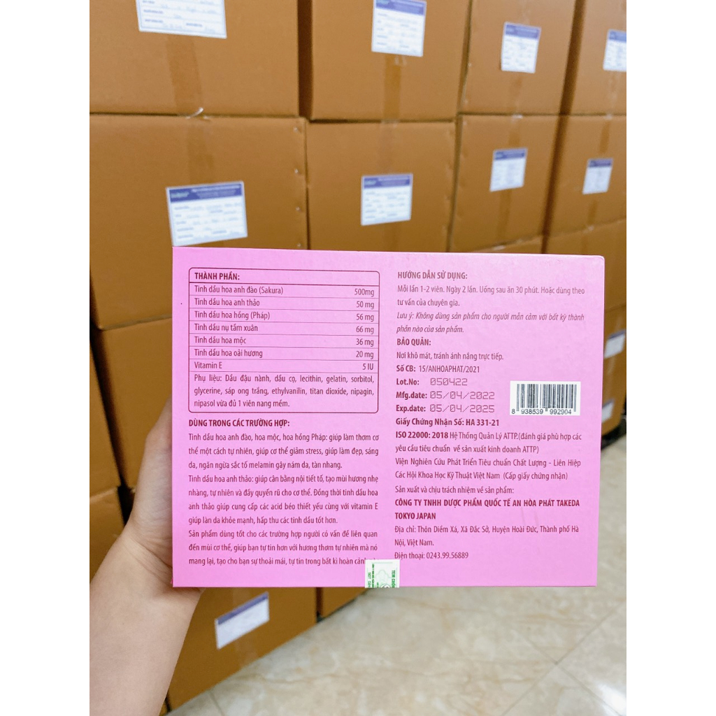 Viên uống thơm da hebona hết mùi hôi trắng sáng da tự nhiên hộp 60v