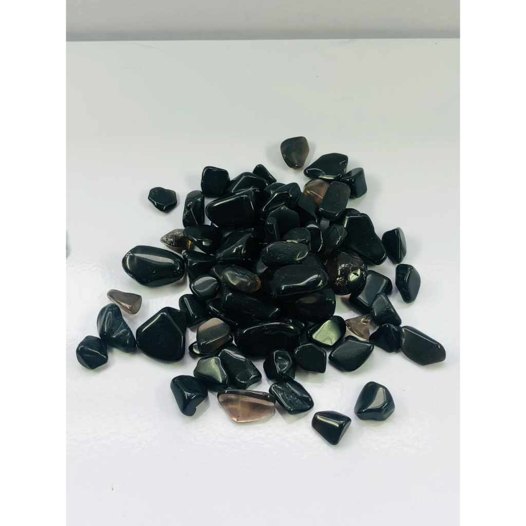 Lọ Đá Vụn Thạch Anh Đen Trang Trí Tặng Kèm 20cm Dây Thừng Trang Trí