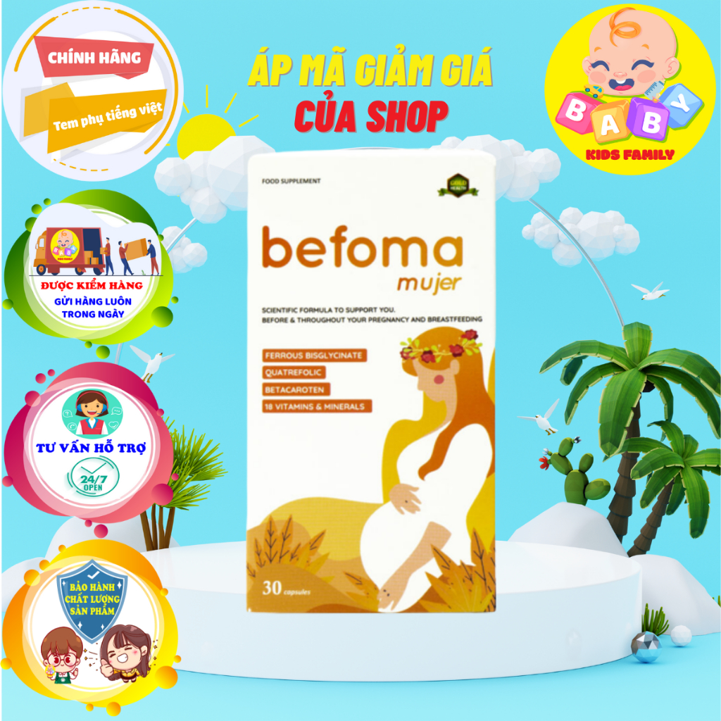 Befoma Hunmed - Bổ sung Sắt, acid folic và vitamin khoáng chất cho mẹ bầu hộp 30 viên