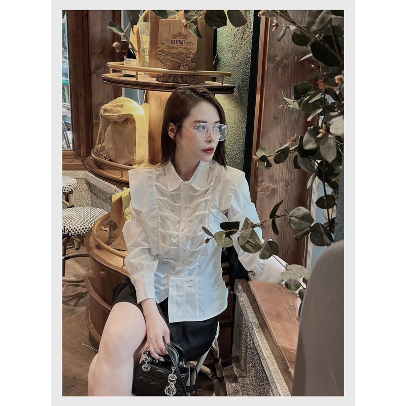 Áo Sơ Mi Trắng BIGSIZE Viền Tầng Cúc Ngọc 075_Tcstore98