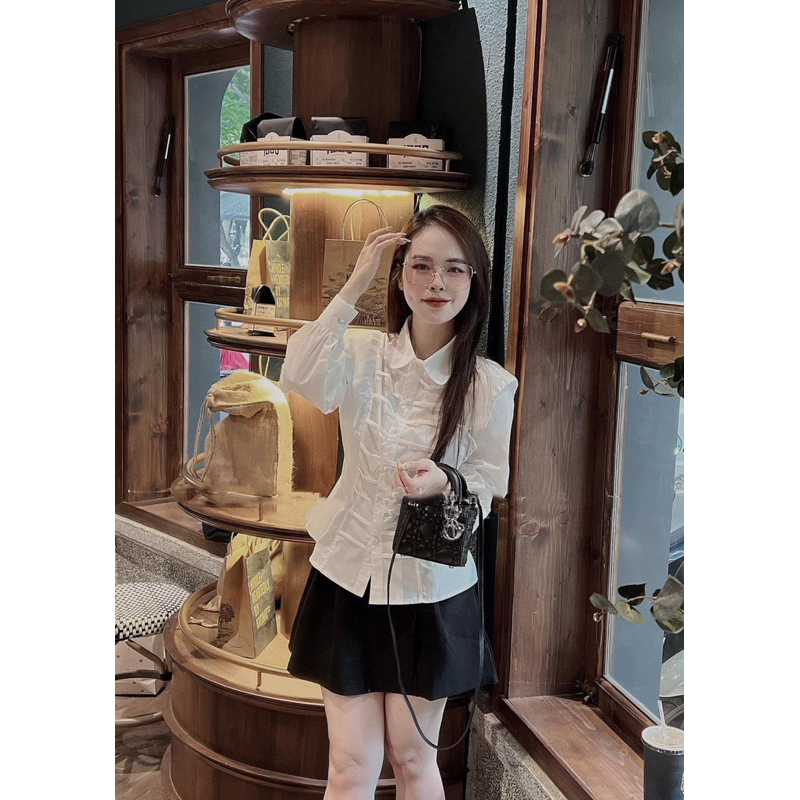 Áo Sơ Mi Trắng BIGSIZE Viền Tầng Cúc Ngọc 075_Tcstore98