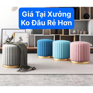 Ghế Đôn SOFA  N2 Furniture, Ghế Tròn Bàn Trang Điểm Chân Sắt Tĩnh Điện Để Phòng Ngủ Phòng Khách Các Tiệm Nail, Spa
