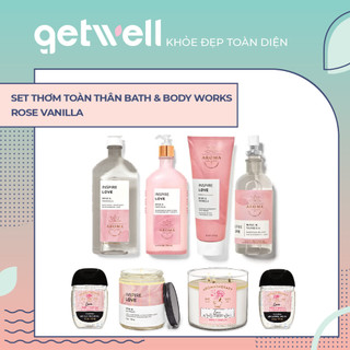 Set Xịt Tinh Dầu Sữa Tắm Sữa Dưỡng thể Kem Nến Thơm Phòng Bath & Body Works Aromatherapy - Love ROSE VANILLA