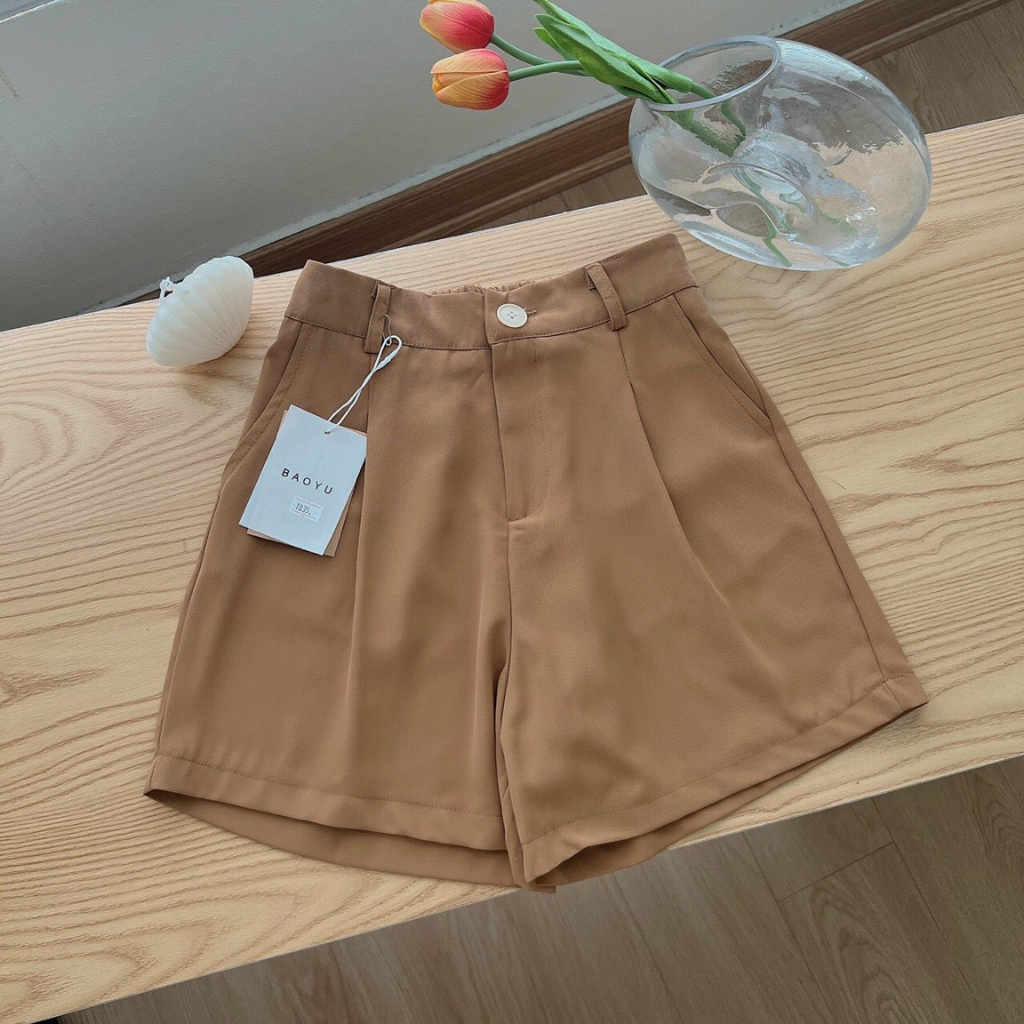 SP 47  Quần sooc trơn cạp chun sau