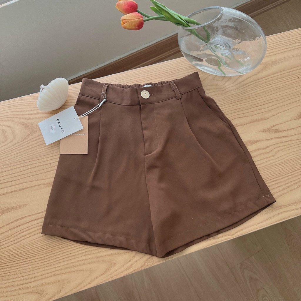 SP 47  Quần sooc trơn cạp chun sau